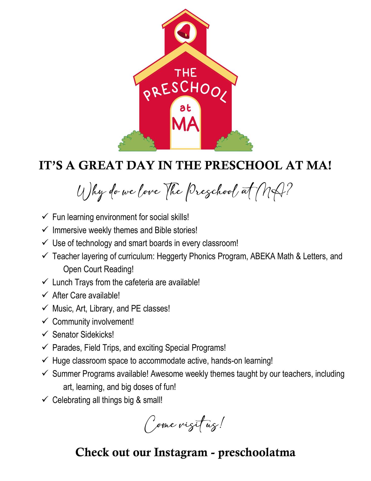 list about Morgan's preschool