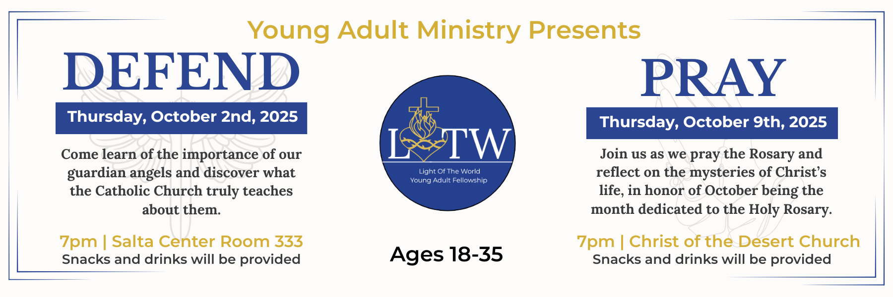 Upcoming Young Adult Ministry Events