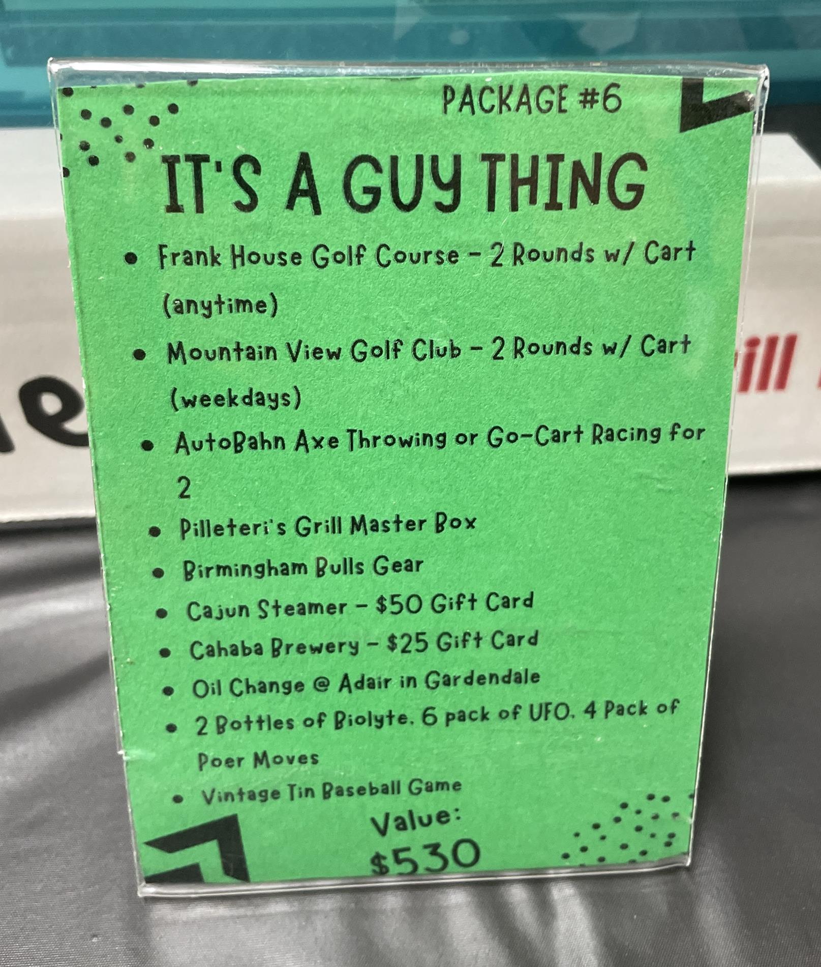Auction Item #6: It's a Guy Thing