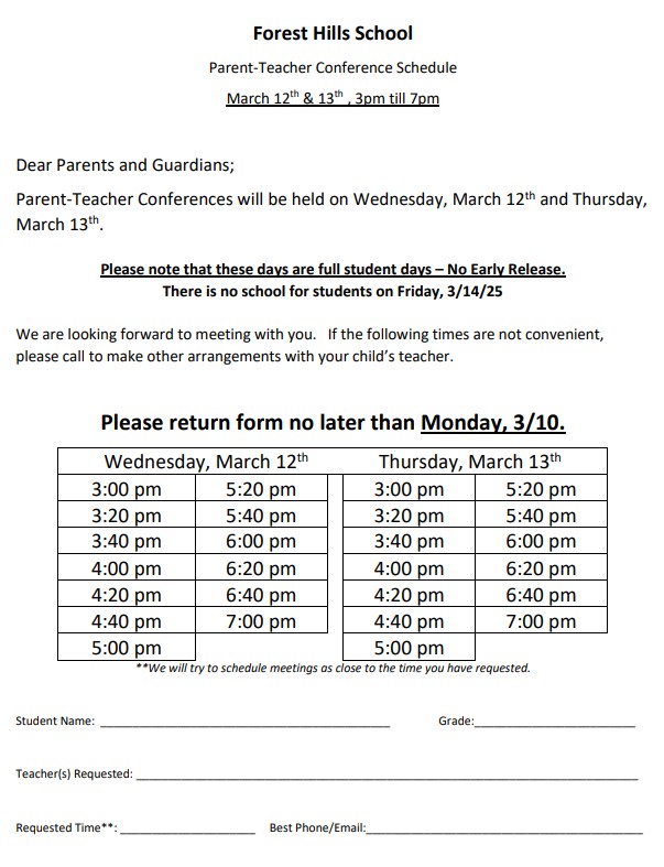 parent teacher conference info