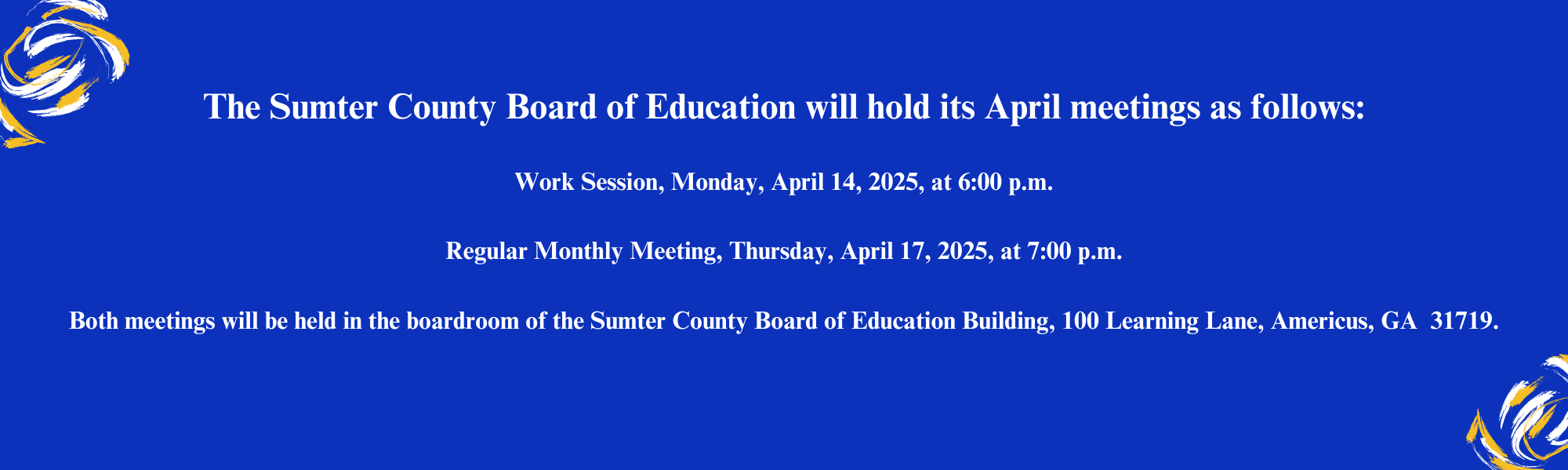 April 2025 BOE Meetings