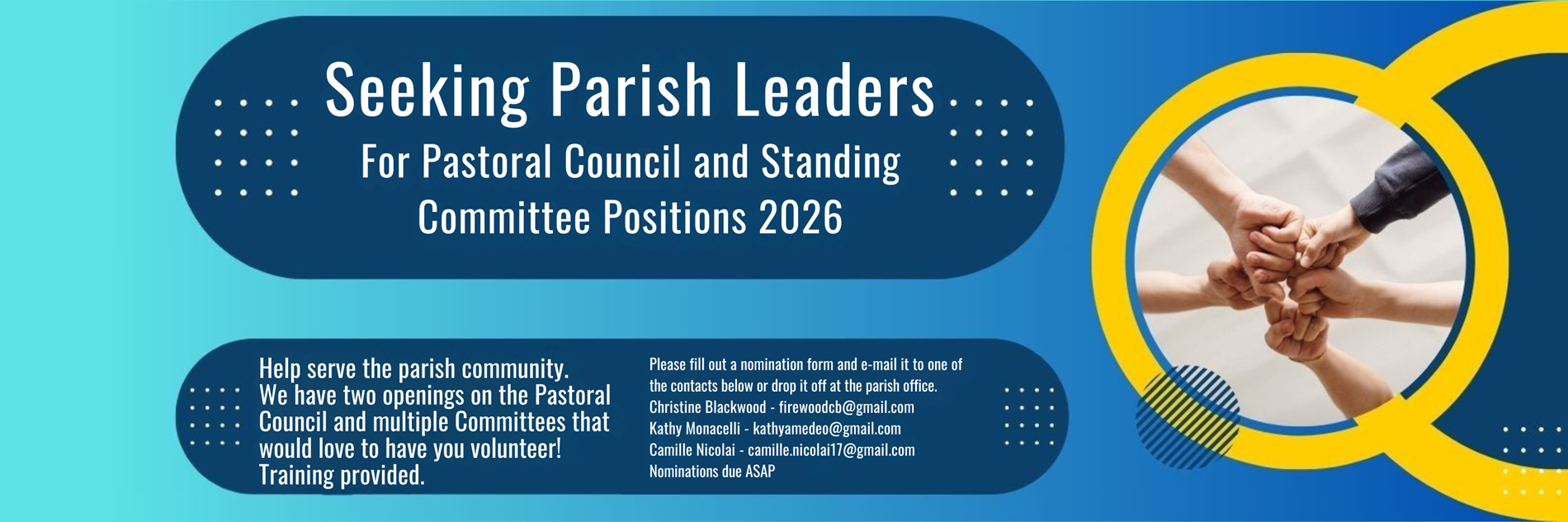 Volunteer for the Pastoral Council today!