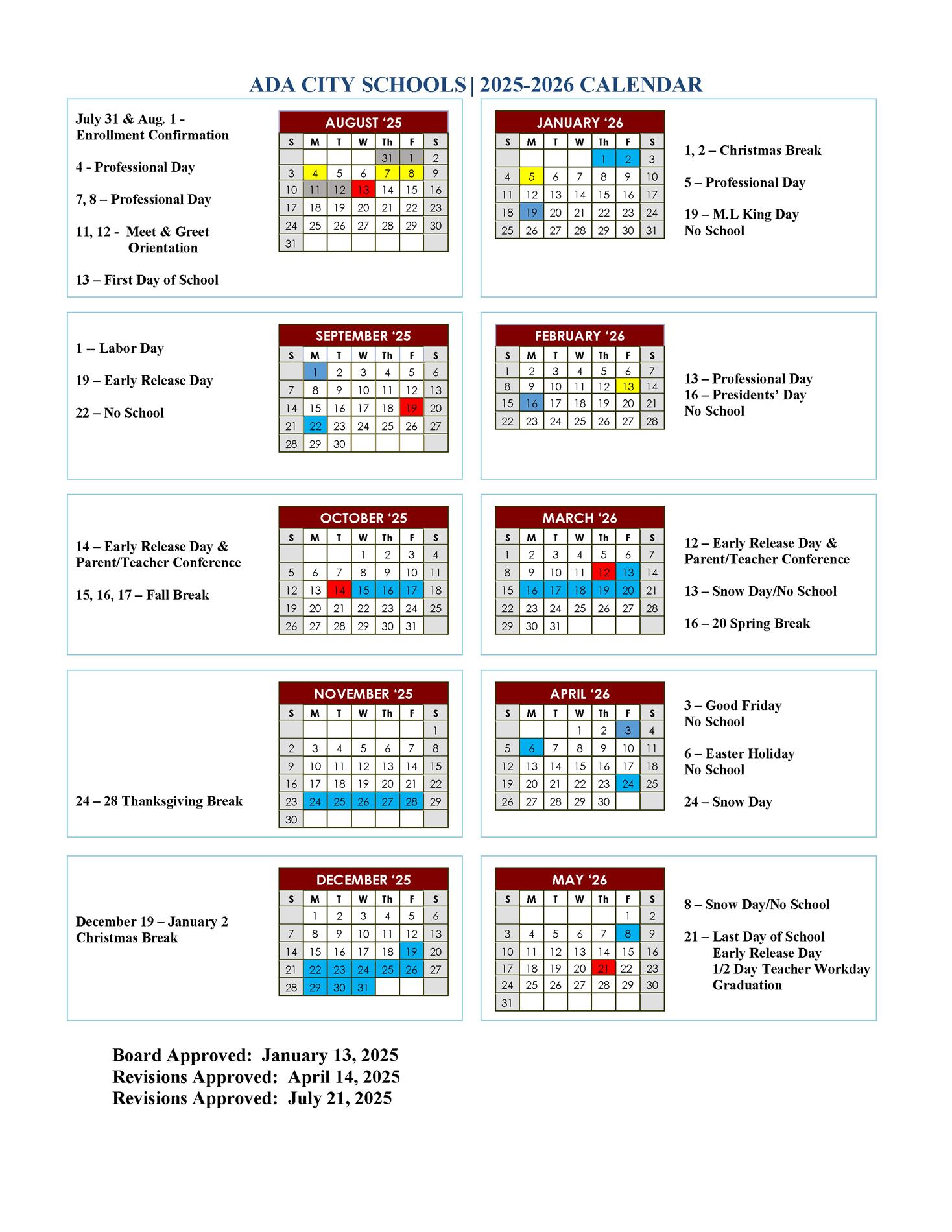 picture of calendar for academic year 2025-2026