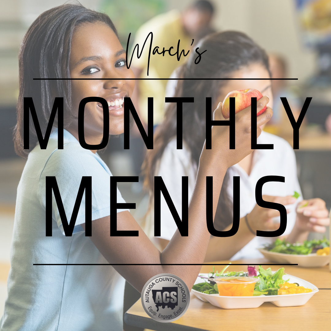 Monthly Menus Graphic: March 2026