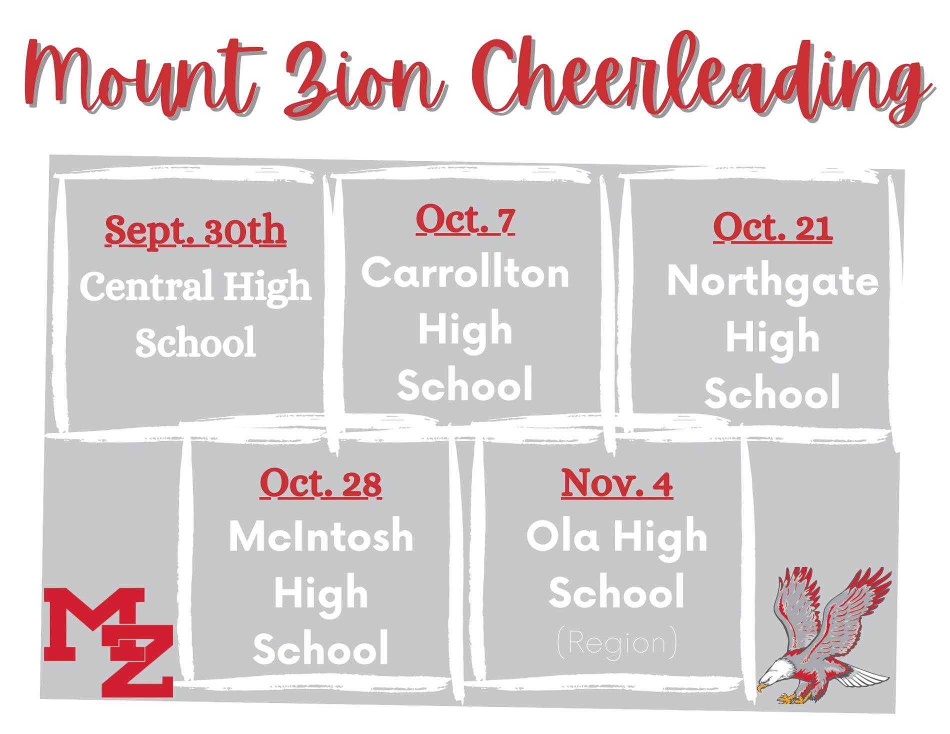 Cheerleading schedule 2023