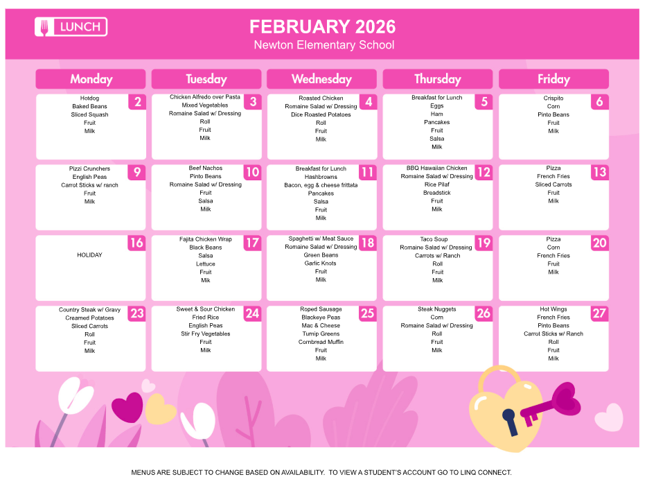 February Lunch Menu