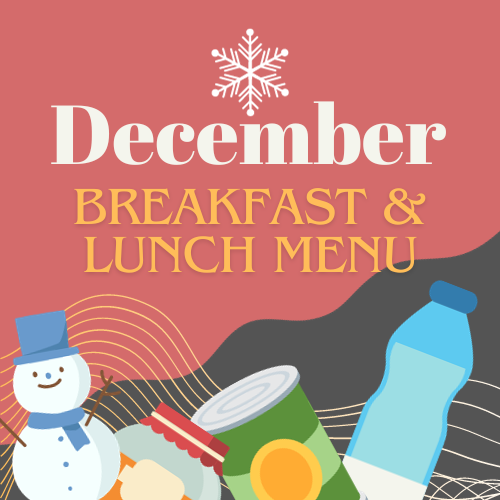 December Lunch Menu - Snowflakes & Snowman