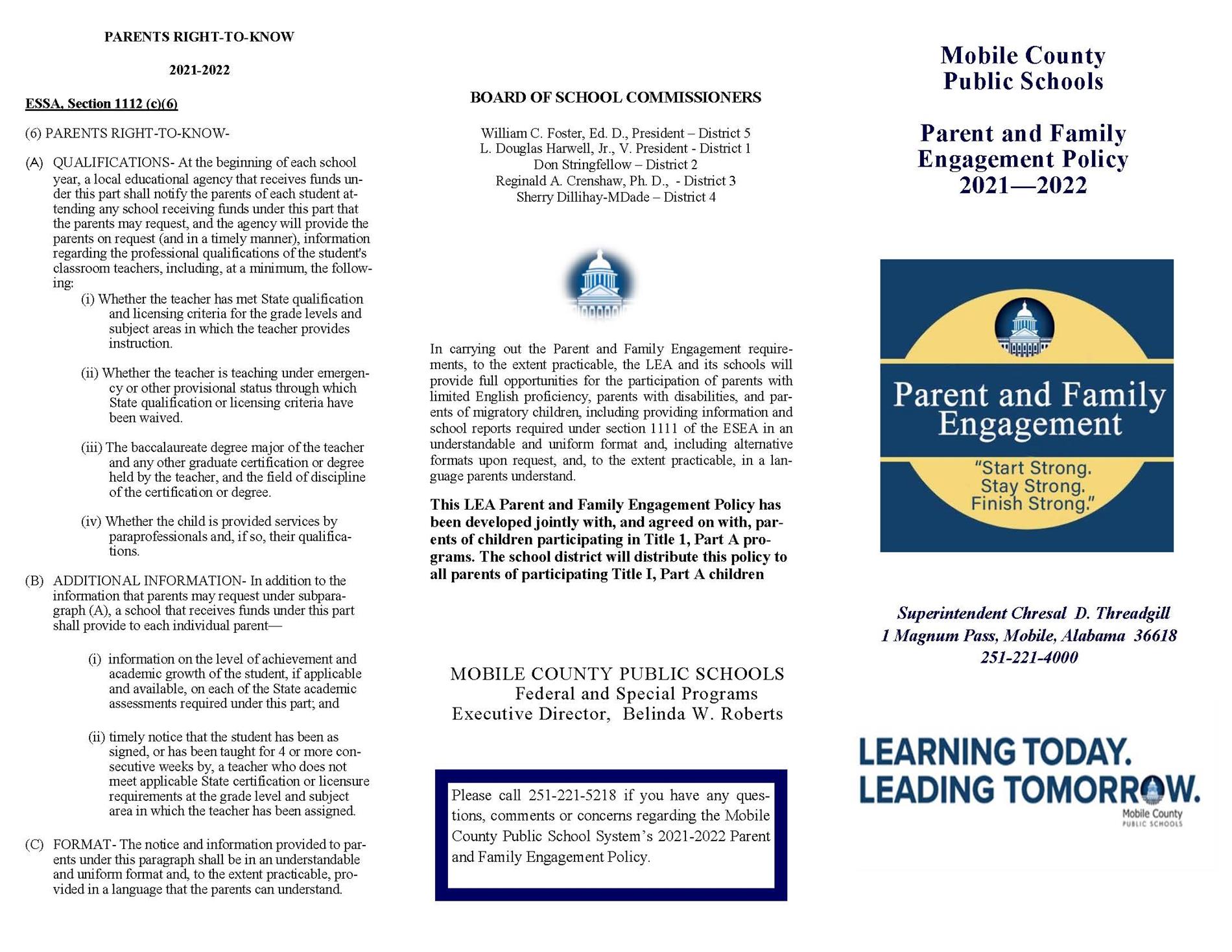 Parents Right to Know Brochure Page 1 Parents Right to Know Brochure Page 1