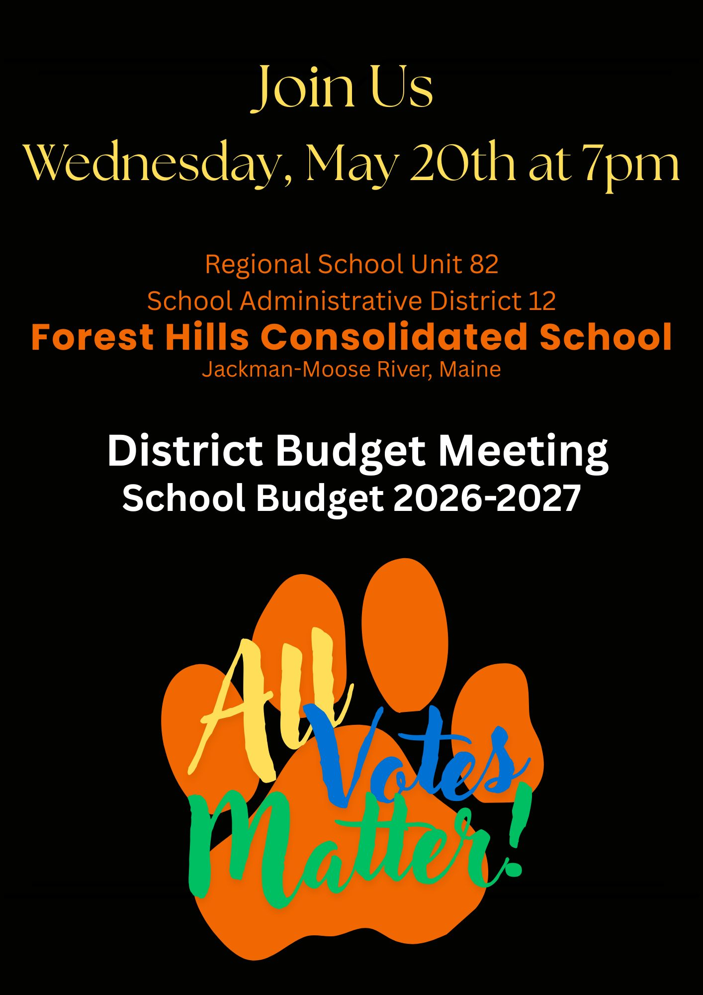 District Budge Meeting Flyer
