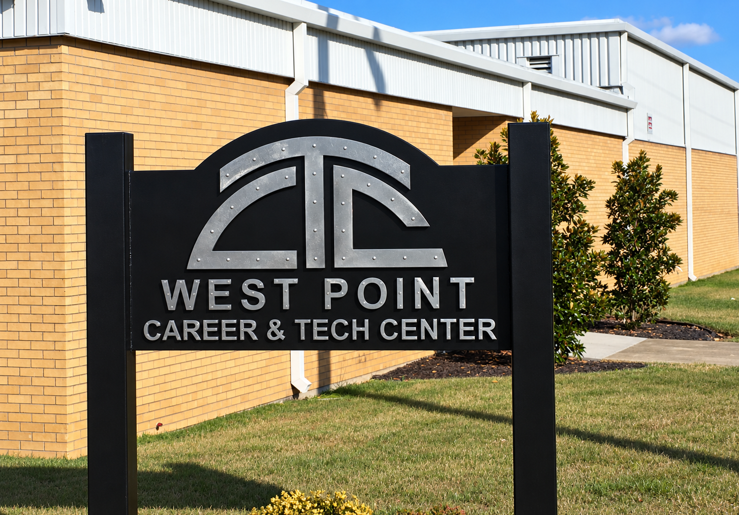 West Point Career and Technology Center building and campus sign