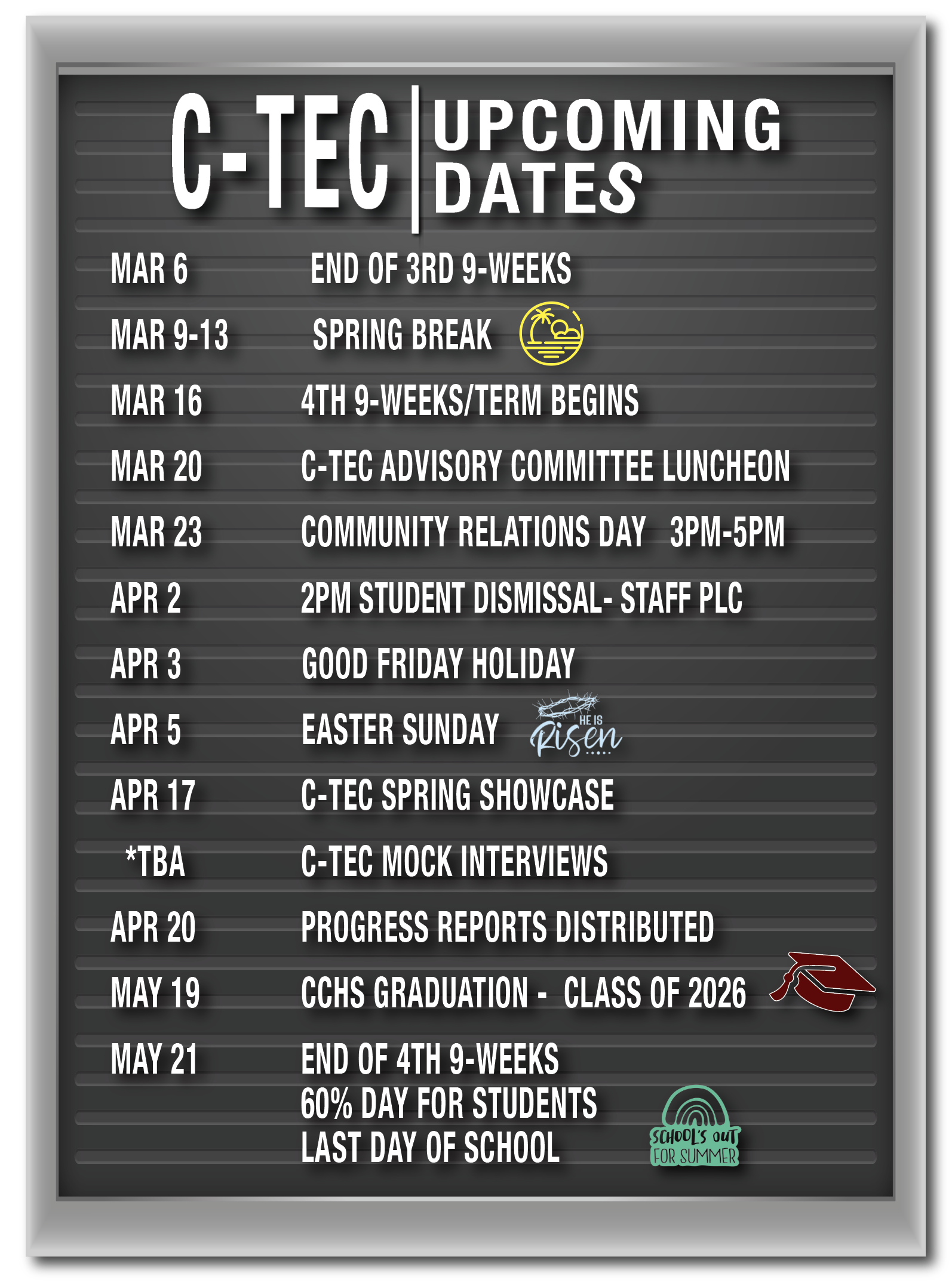 Upcoming Dates to Remember