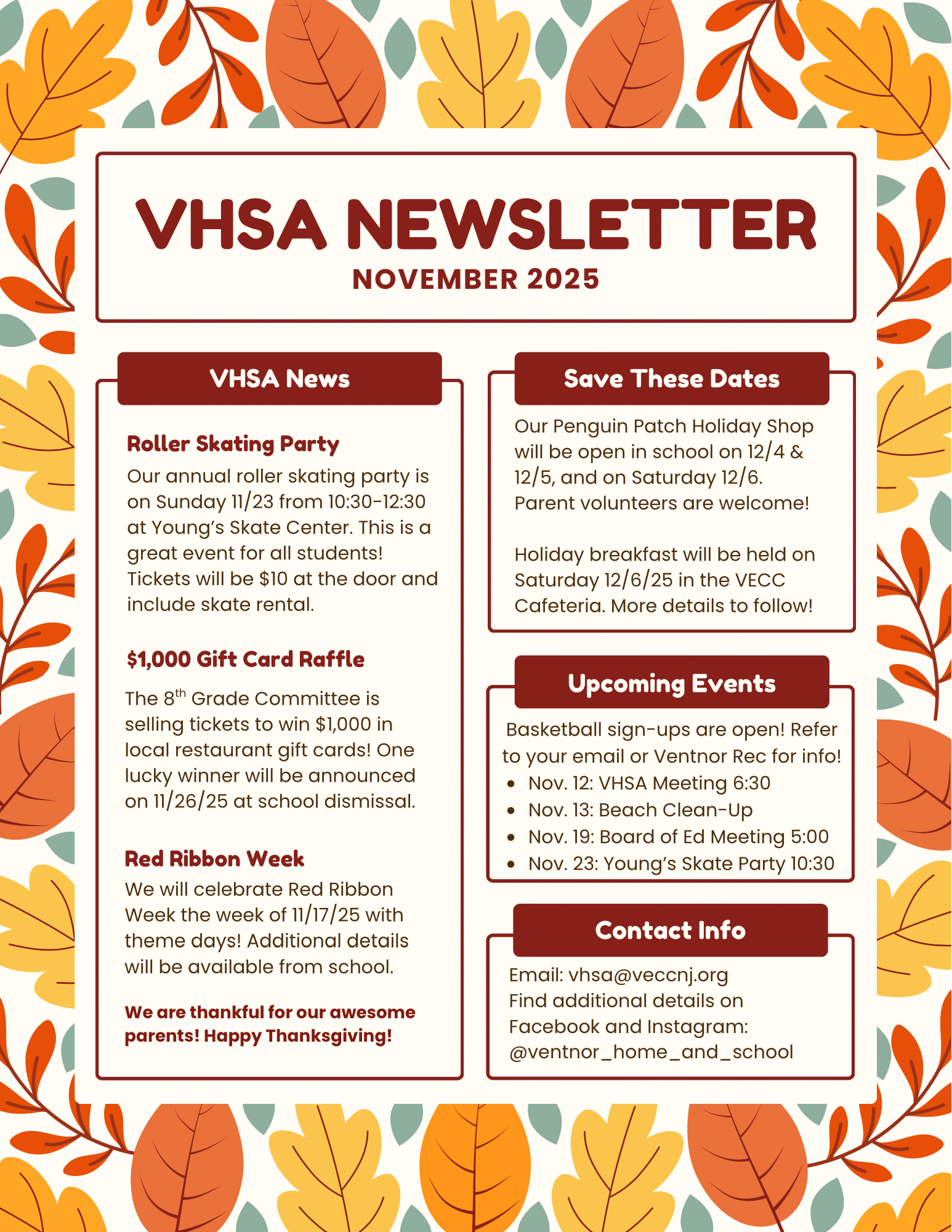 VHSA Nov Newsletter
