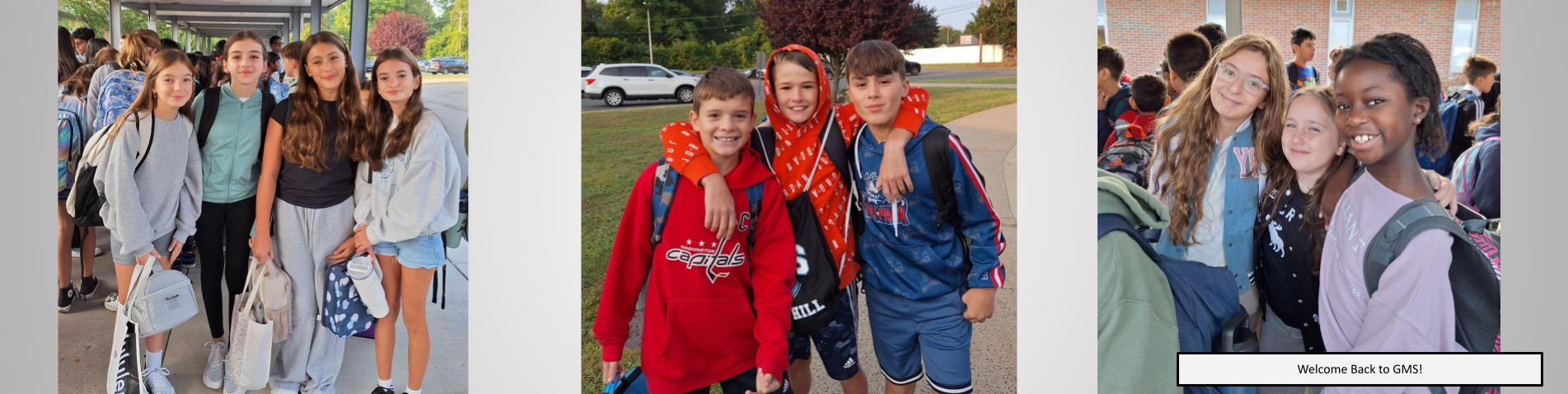 Students posing with friends on the first day of school