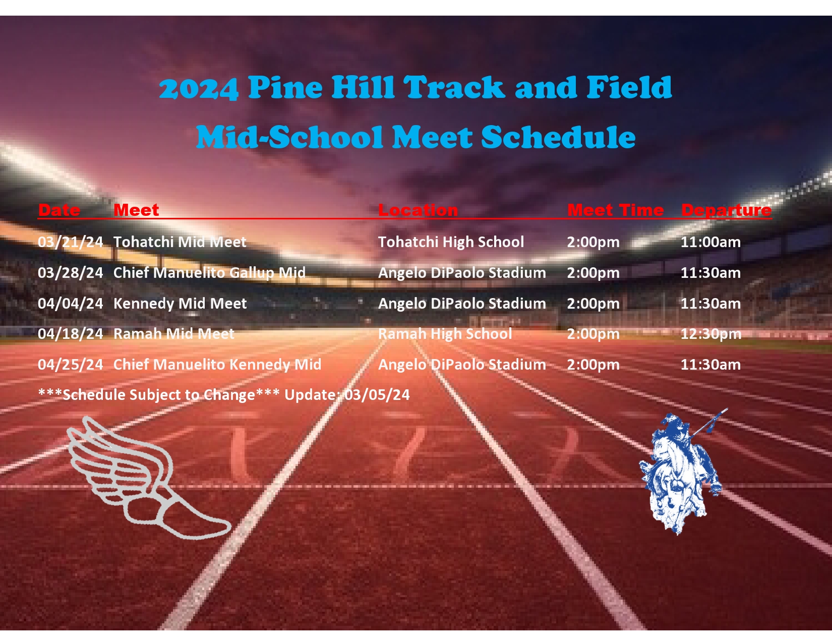 MS  Track & Field Schedule