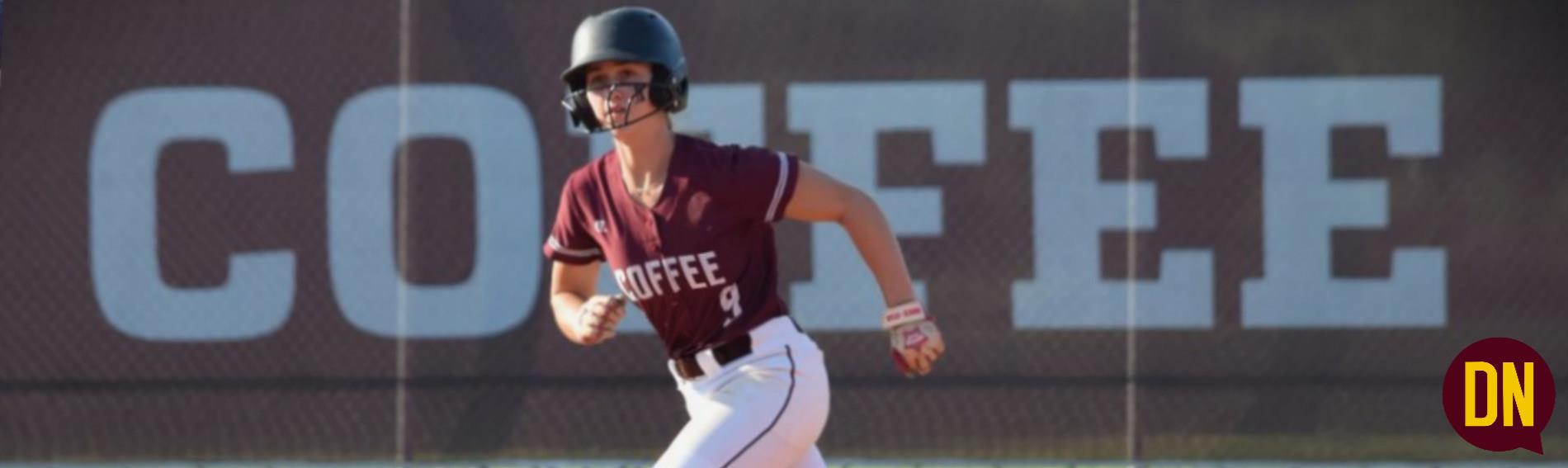 Coffee Softball Player Rounding Second Base