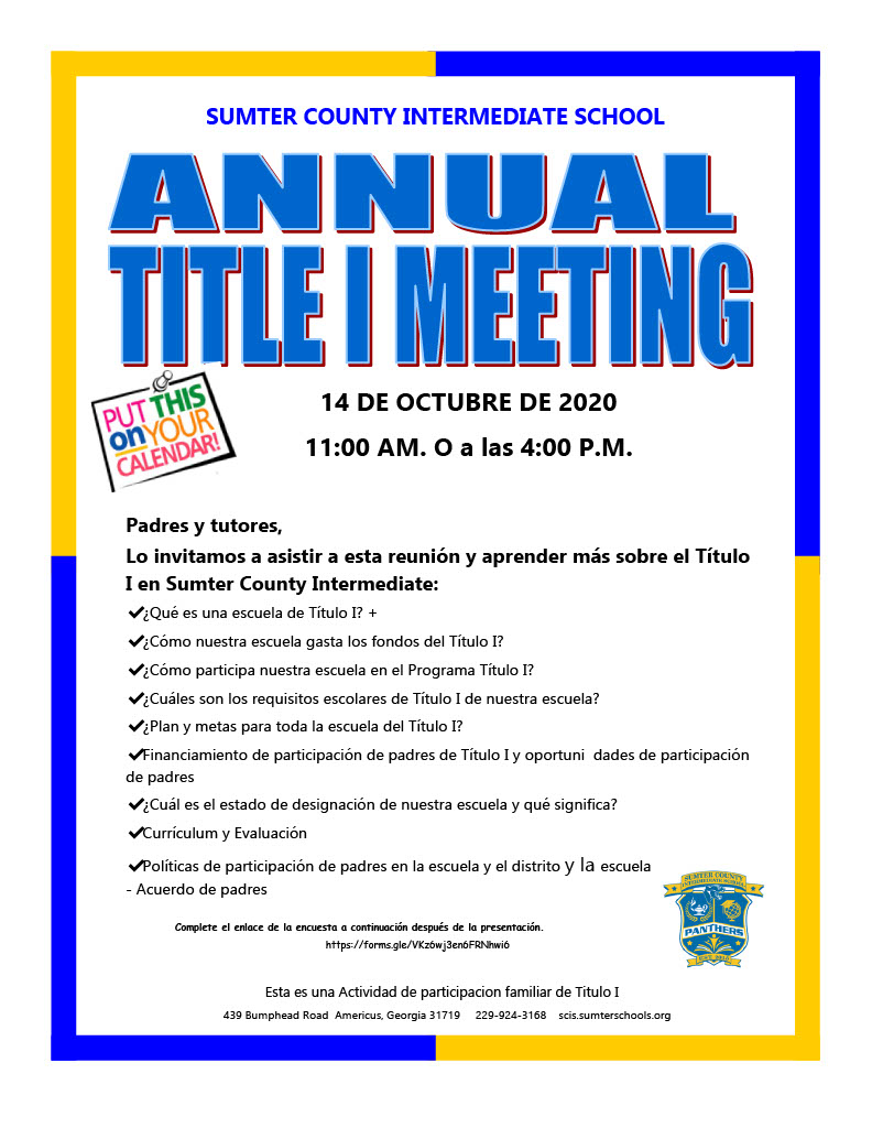 Title 1 Annual Meeting Spanish Title 1 Annual Meeting Spanish