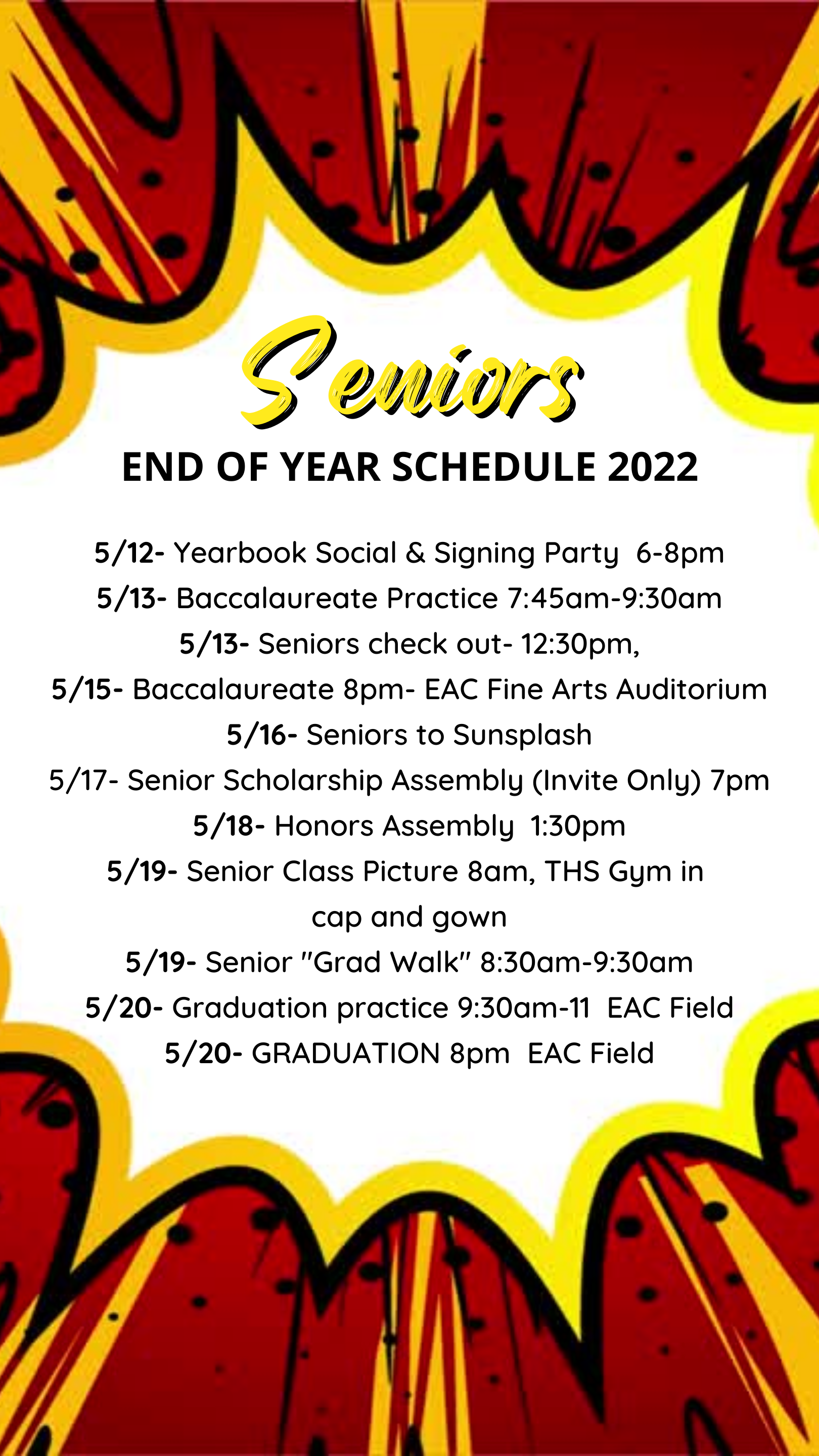 Senior End of Year Schedule