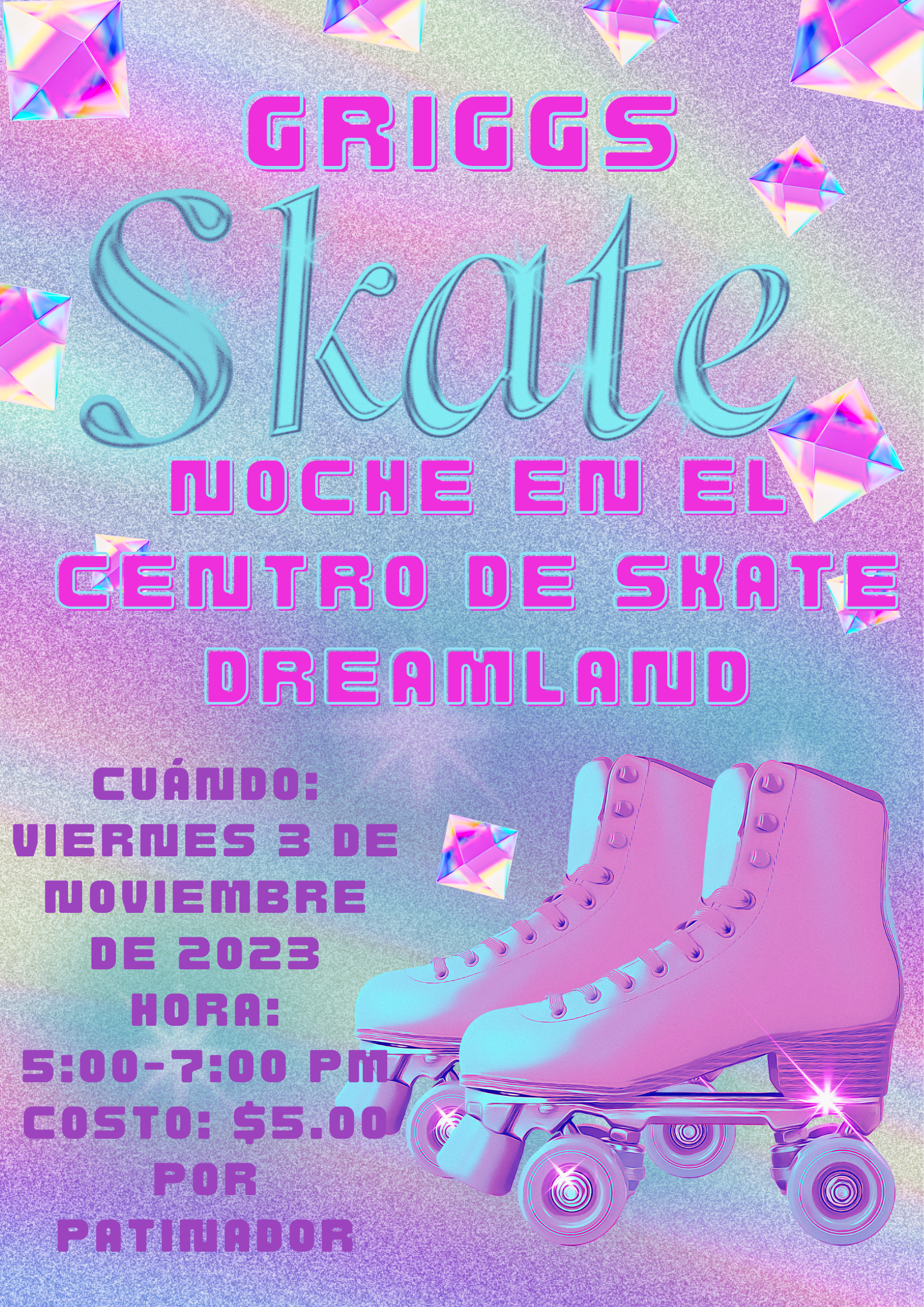 Skate night flyer in Spanish