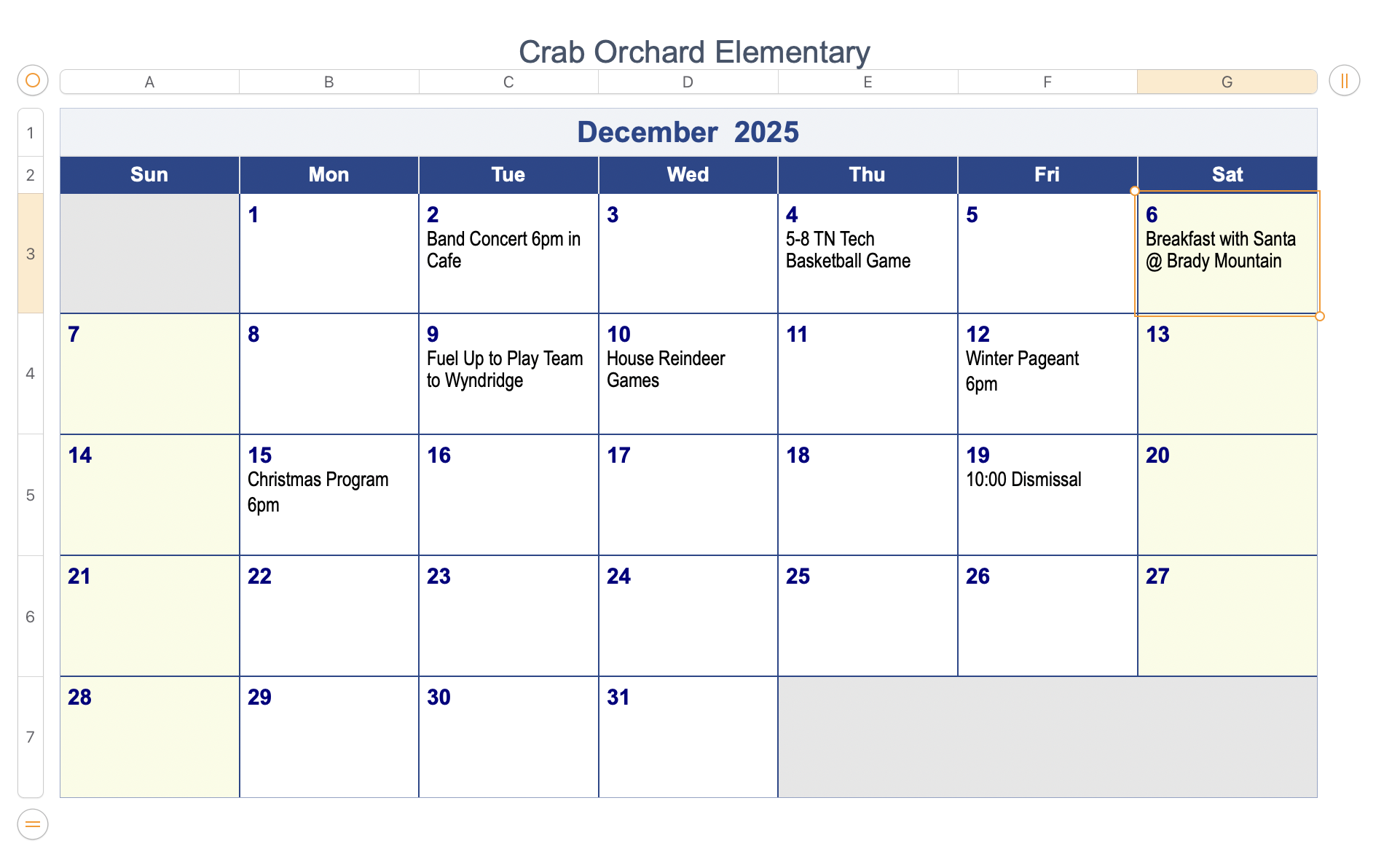 December 2025 Calendar