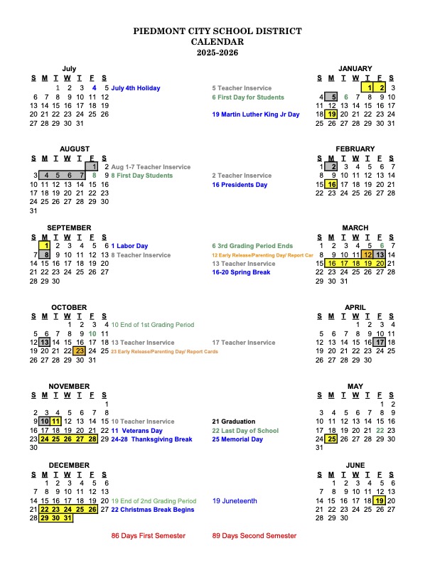 2025-26 School Calendar