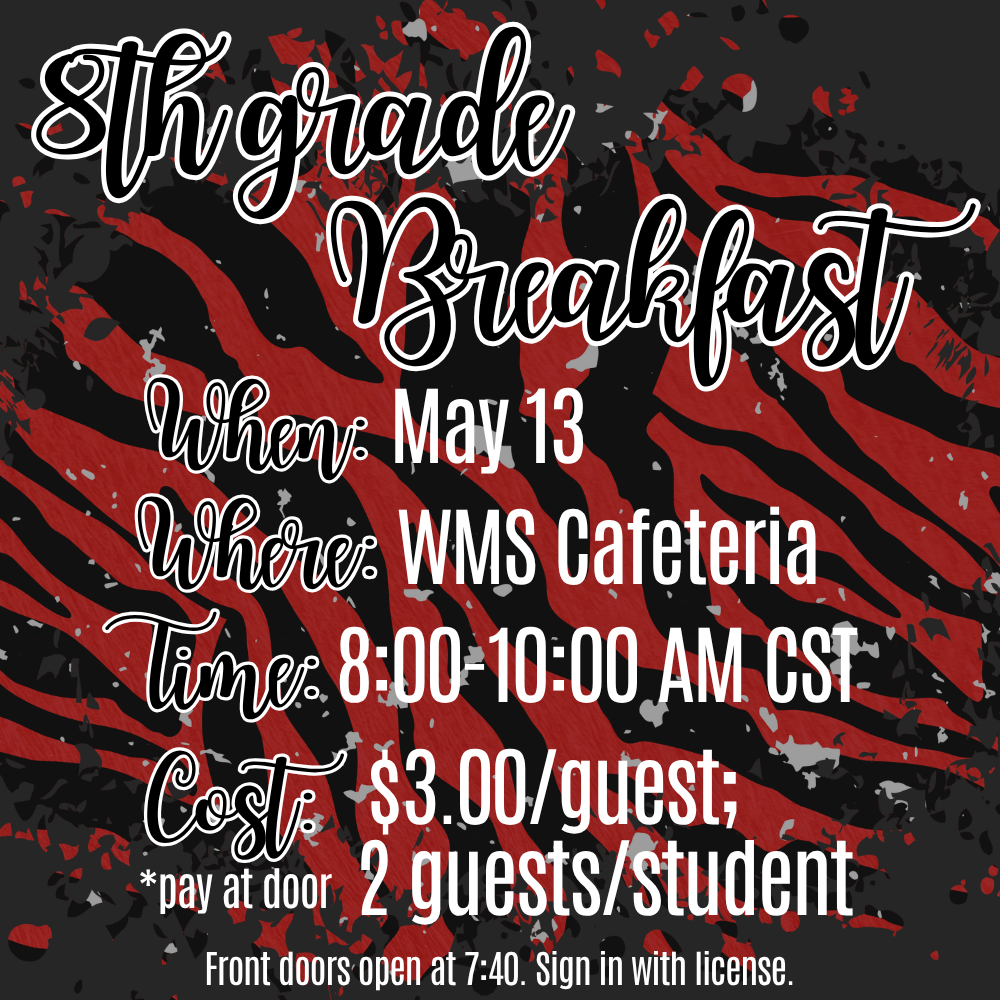 8th grade breakfast May 13, 2026