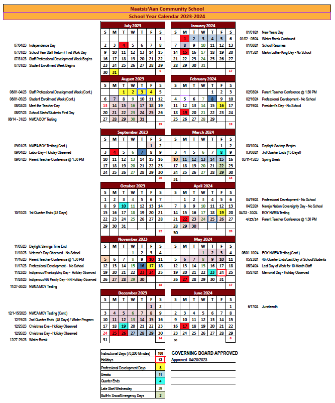 School Year Calendar 23-24