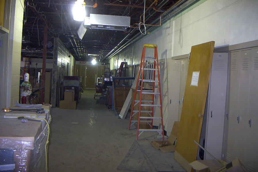 lockers and wall opening in the hall
