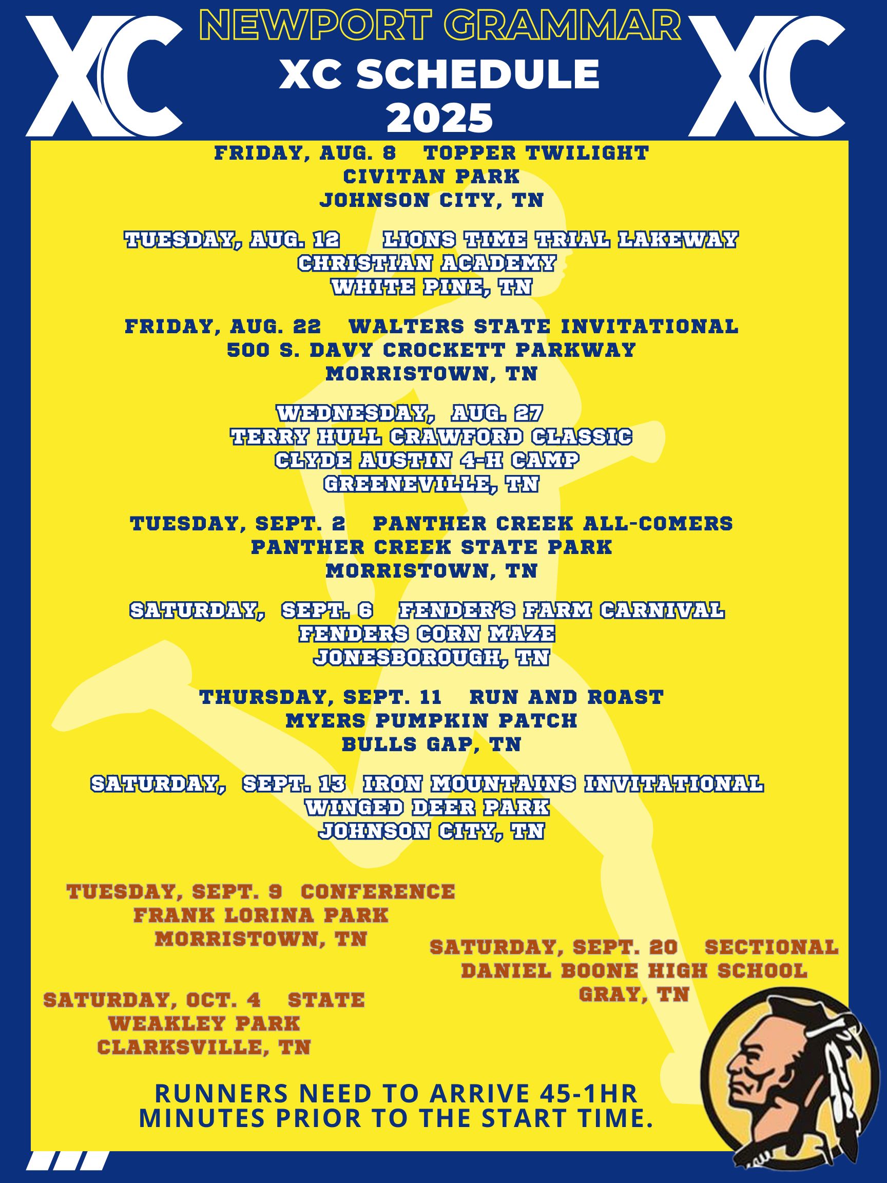 Cross Country Schedule