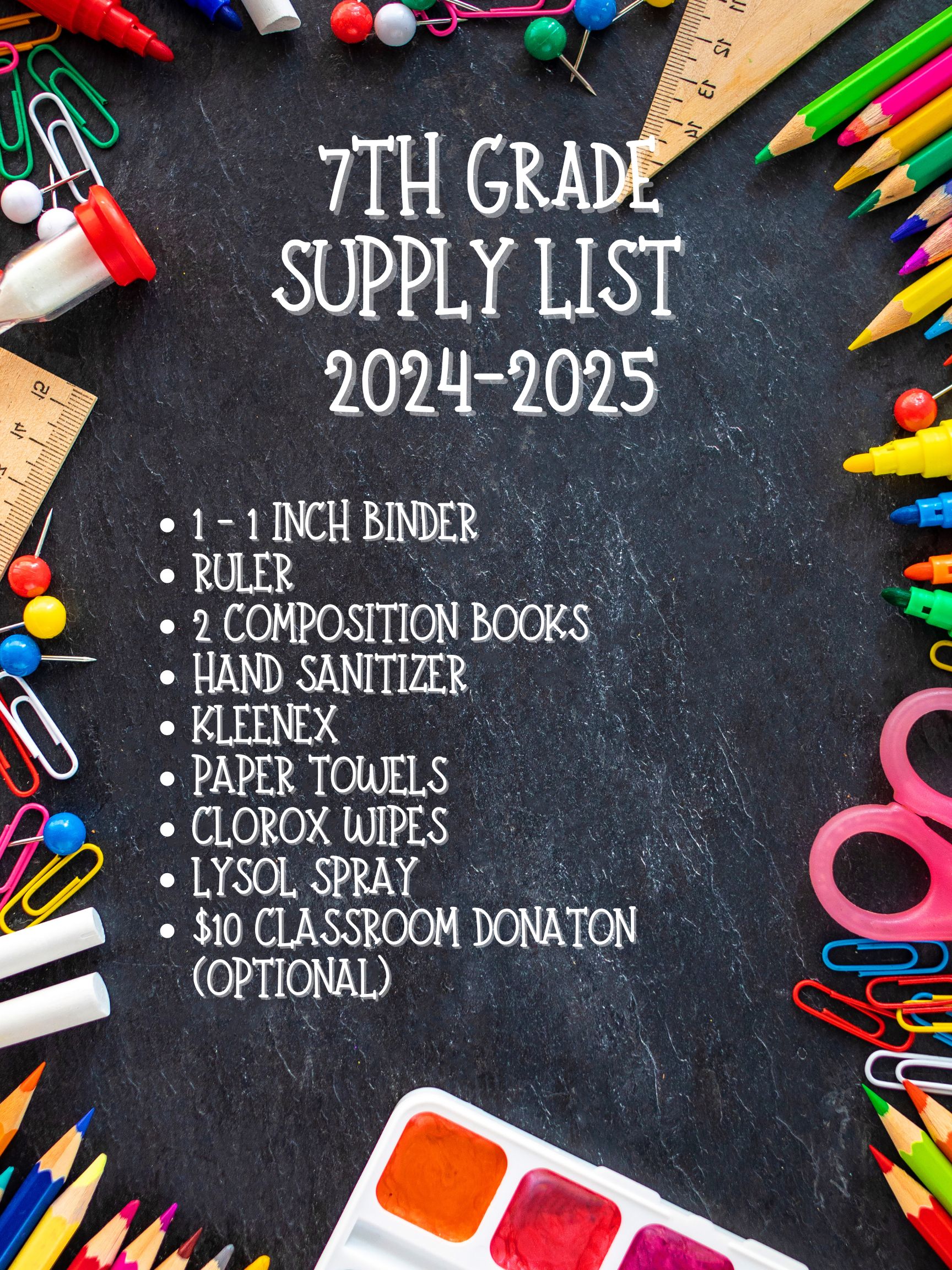 7th Grade Supply List