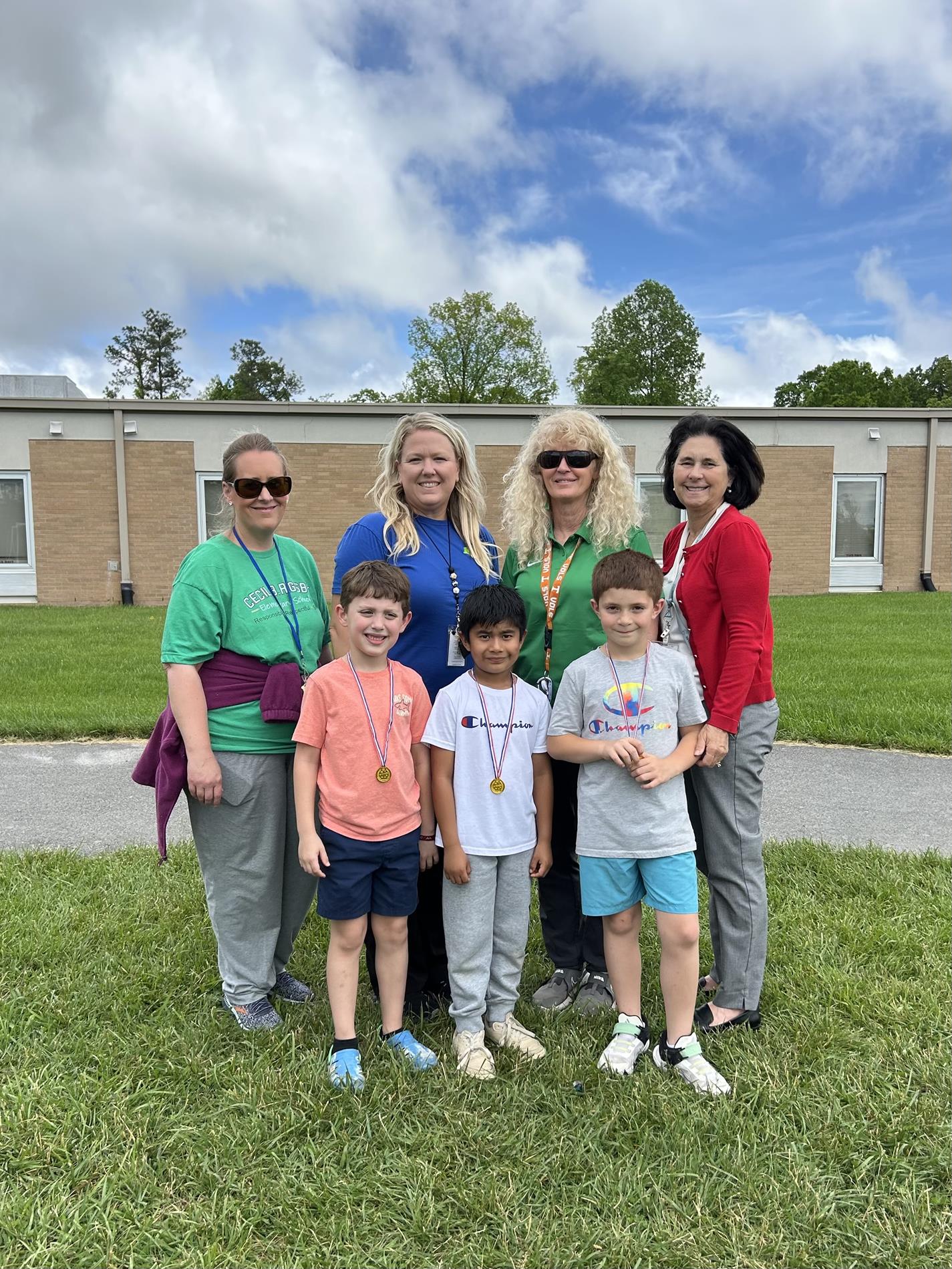CBR's 1st annual Walk-N-Talk-A-Thon. Students pictured with their School Counselor-Ms. Christy, Laura Anderson-Coordinated School Health, Ms.Tammy Terry-AWARE/Healthy School Team Leader, and Dr. Ridley/AWARE Director. Being active is fun for everyone! 