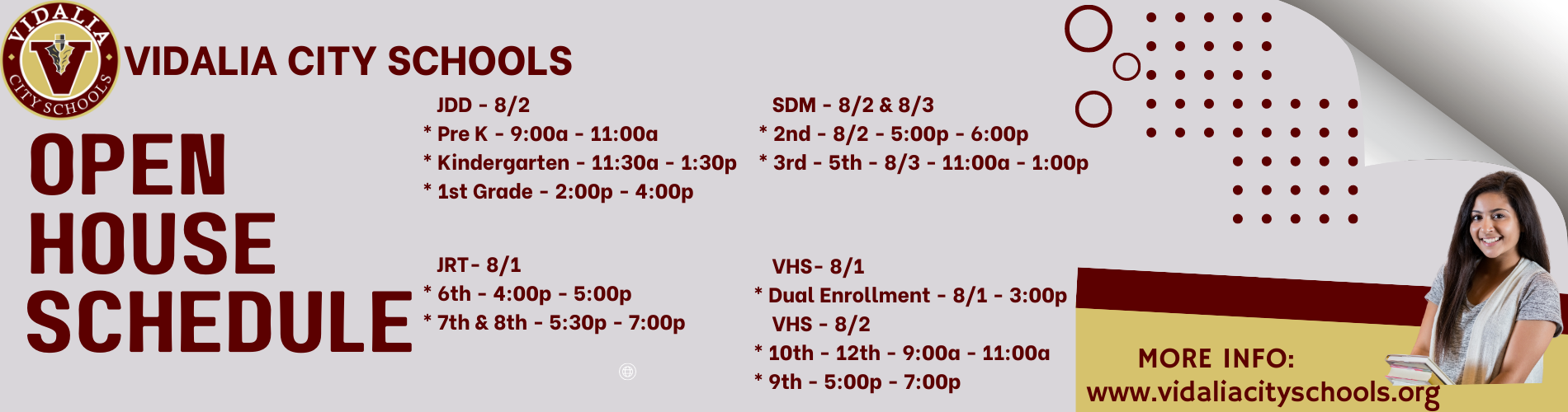 Open House Banner with Dates and Times
