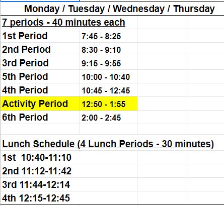 Homecoming Bell Schedule Homecoming Bell Schedule