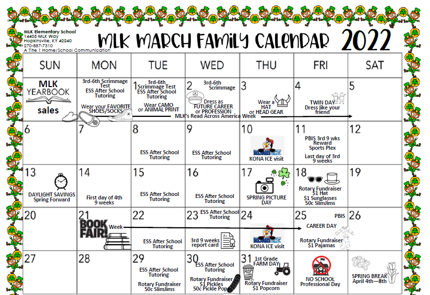 MLK March Family Calendar