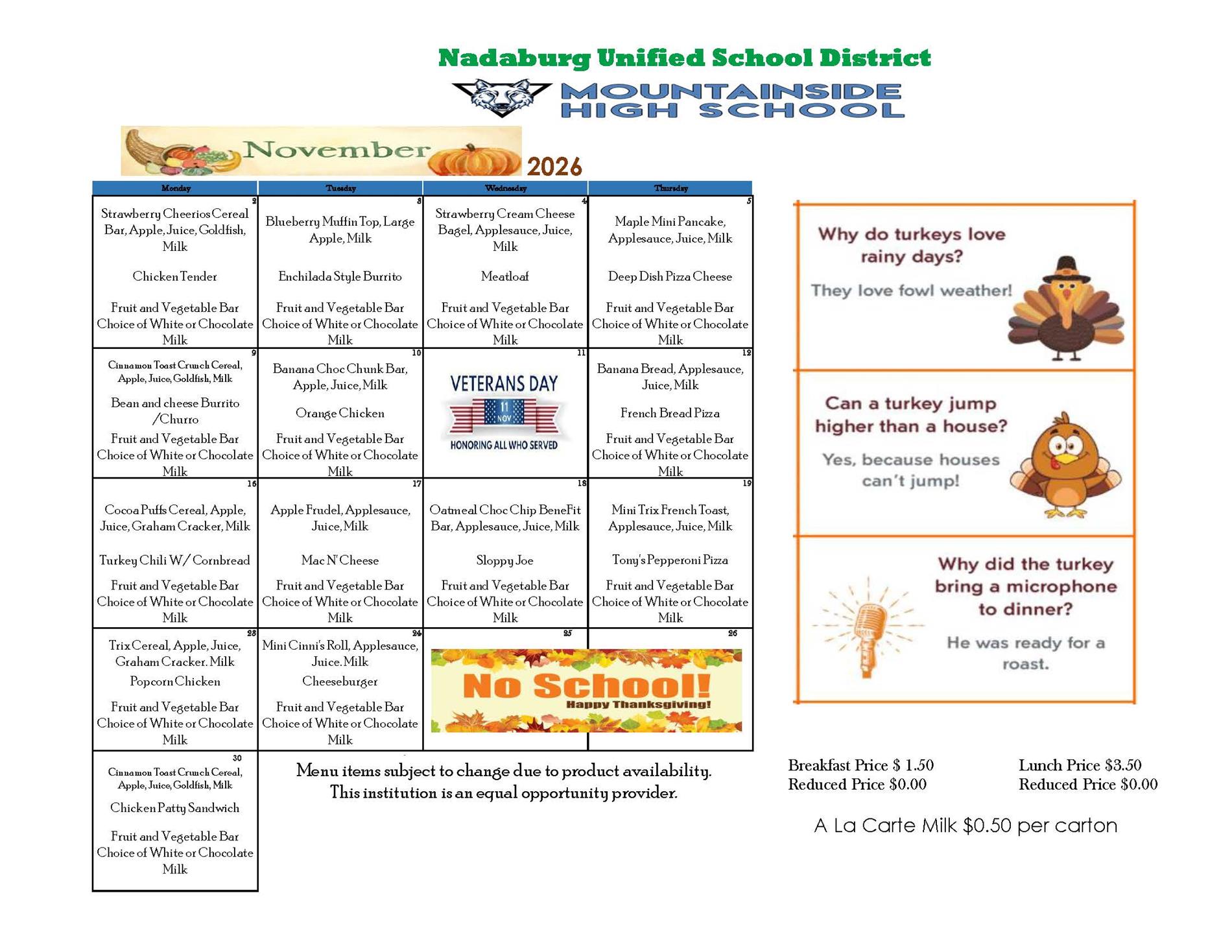 Lunch Menu