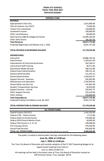 FY 26 TCS TENTATIVE BUDGET Click for accessible version FY 26 TCS TENTATIVE BUDGET Click for accessible version
