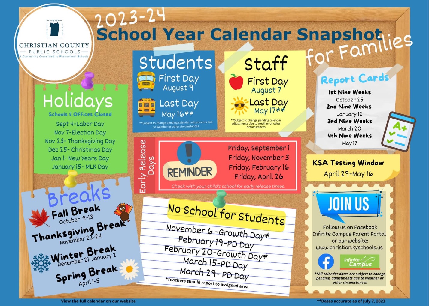 School Year Calendar Snapshot