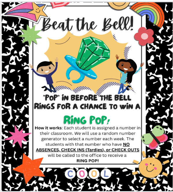 Image of Ring Pop Drawing for Perfect Attendance each Friday