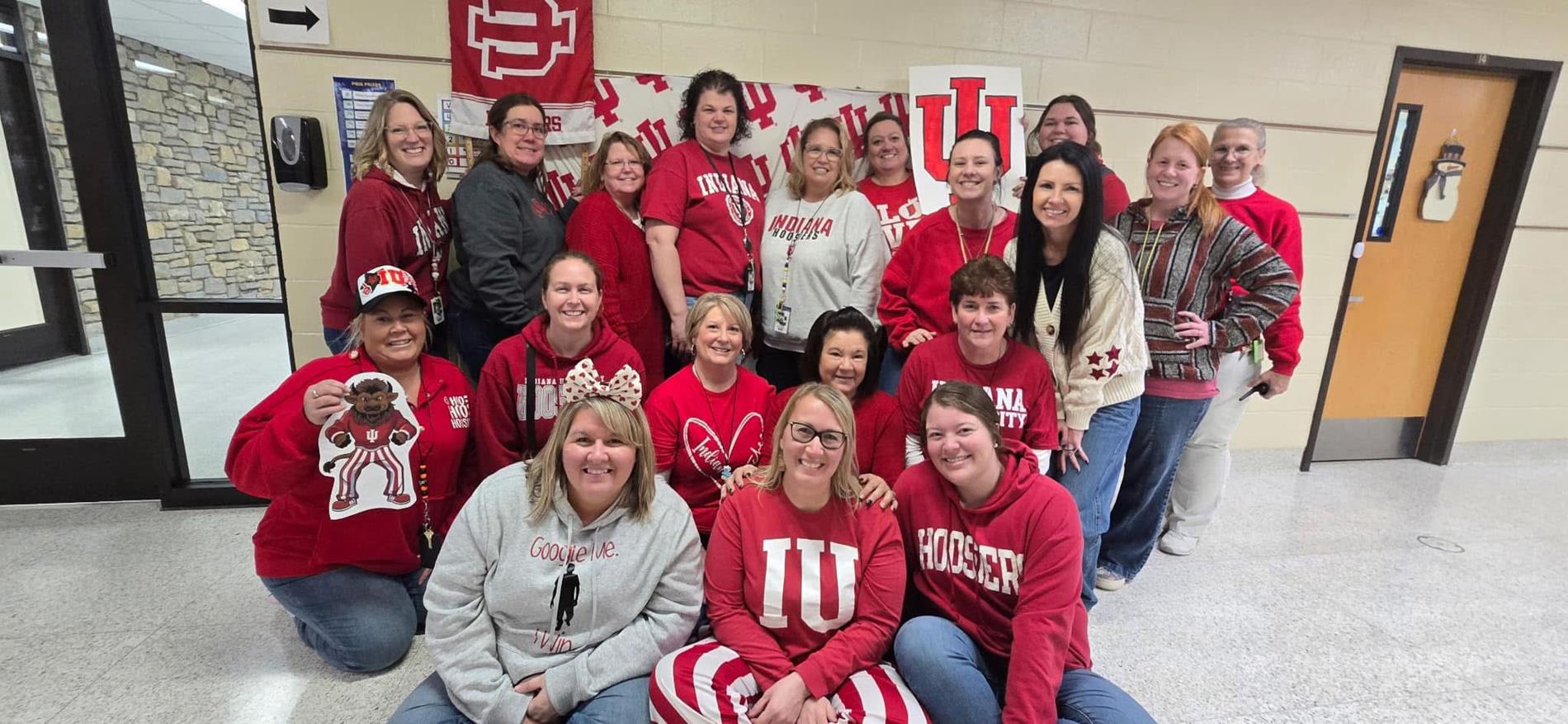 teachers dressed in IU gear