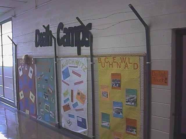 Student work on death camps on school wall