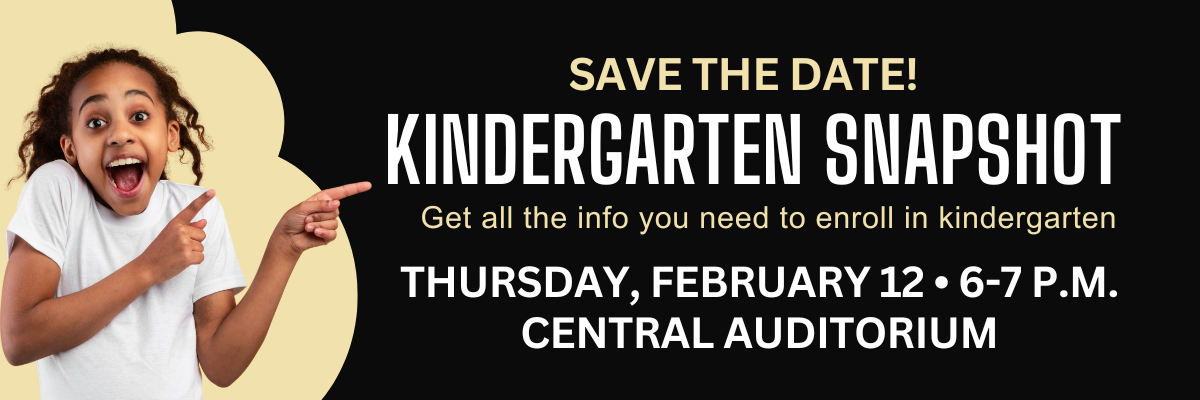 A child pointing at the words Kindergarten Snapshot