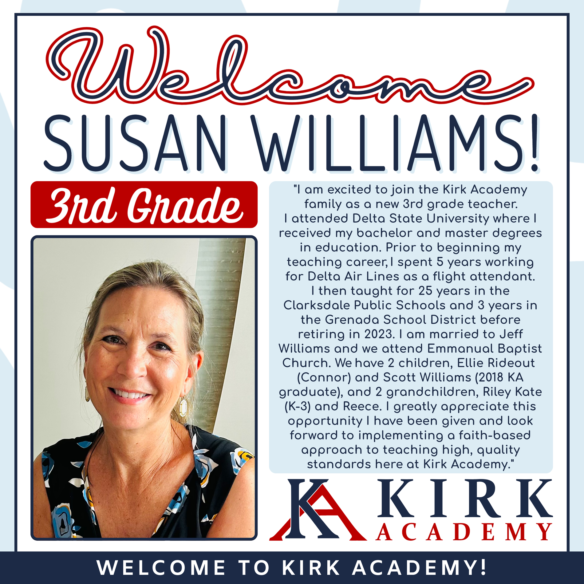Welcome to KA, Susan Williams!