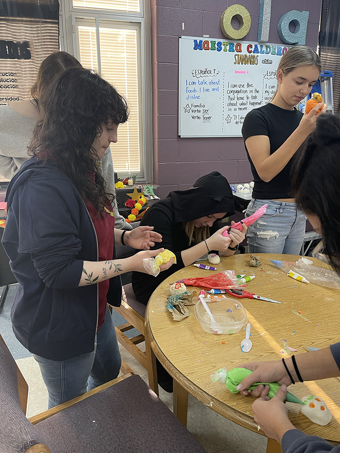 Students working on their altar