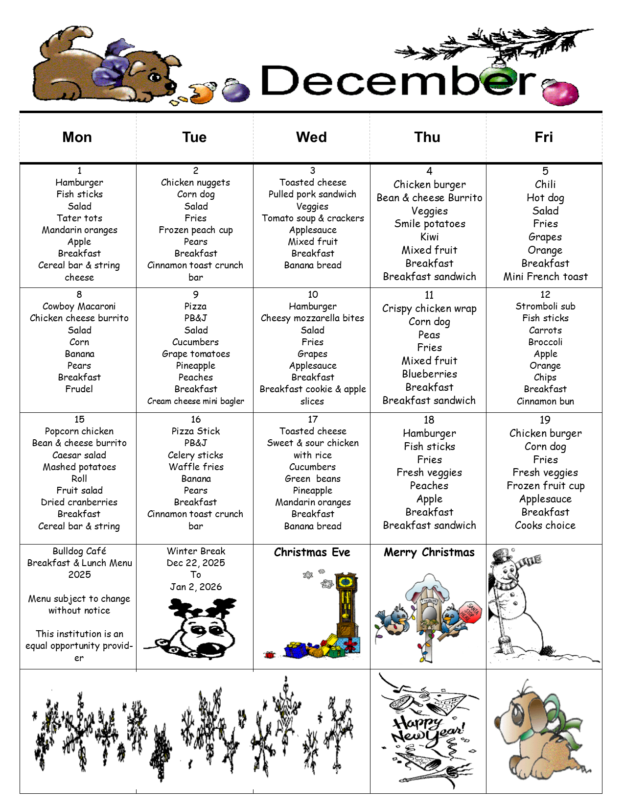 Lunch Menu Lunch Menu