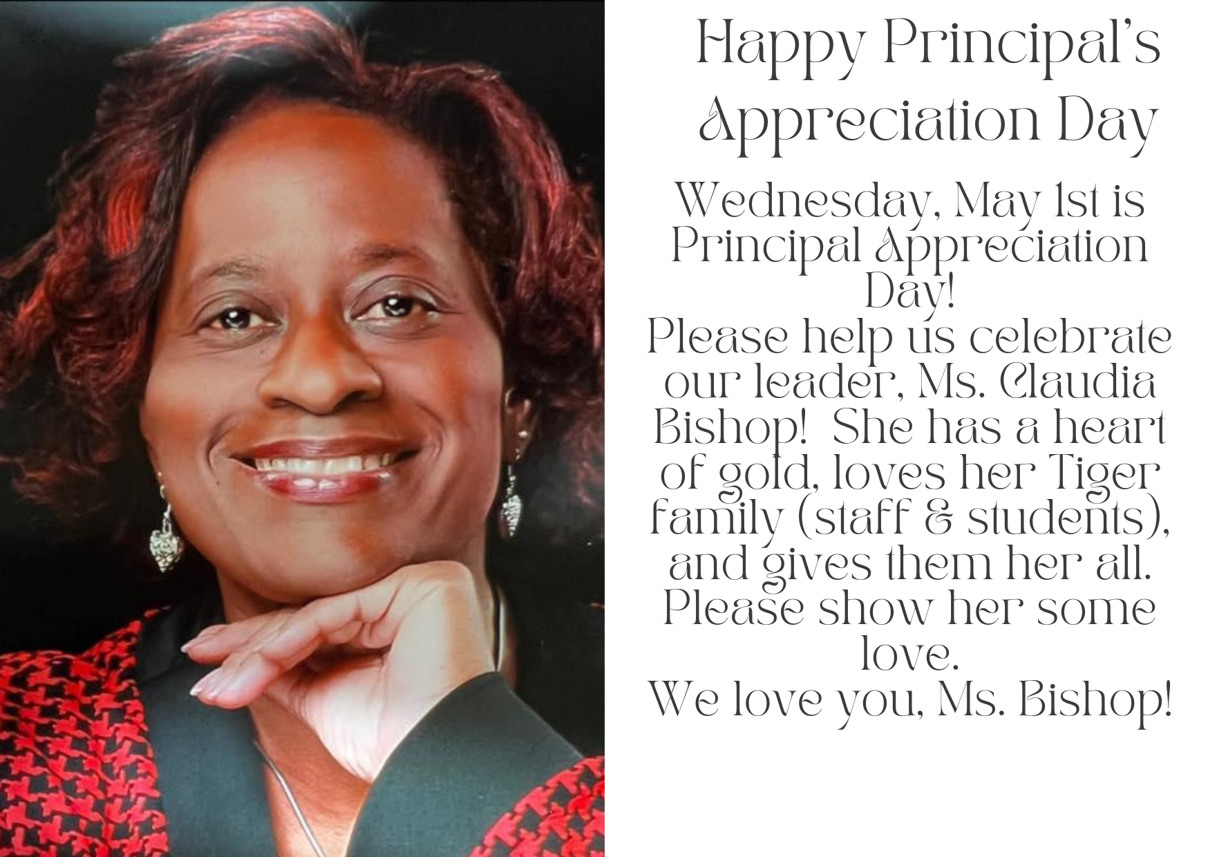 Happy Principals Day Ms. Bishop