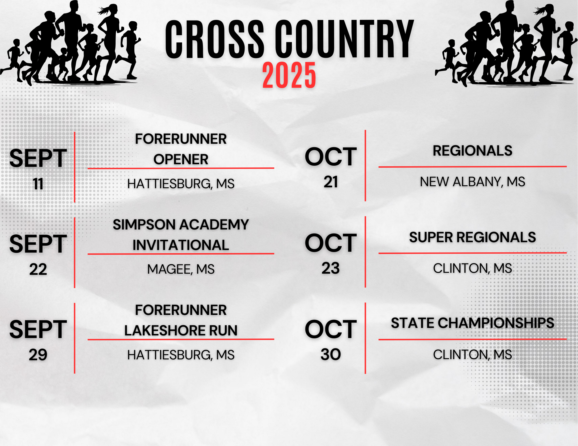 Cross Country Schedule 