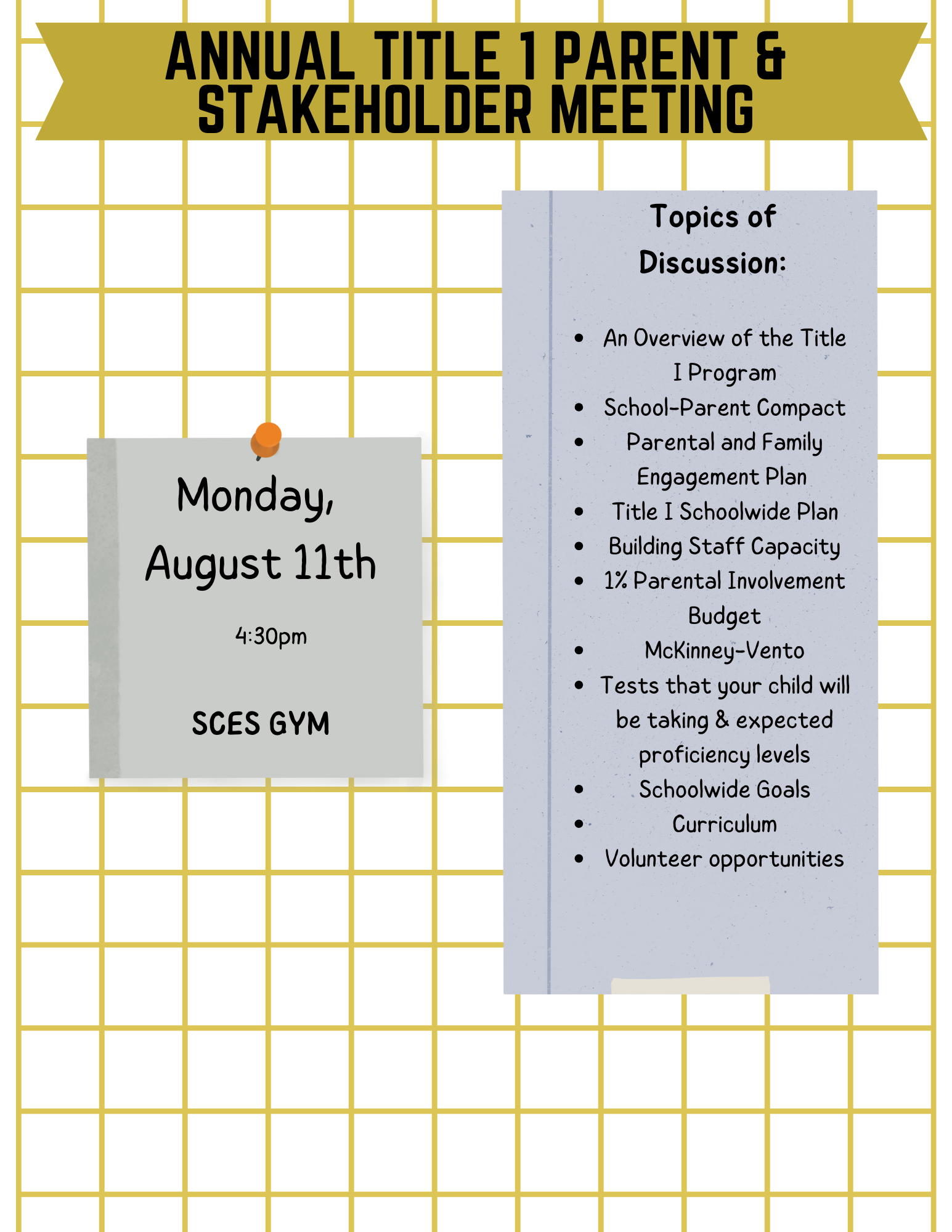 Annual Title 1 Meeting Annual Title 1 Meeting
