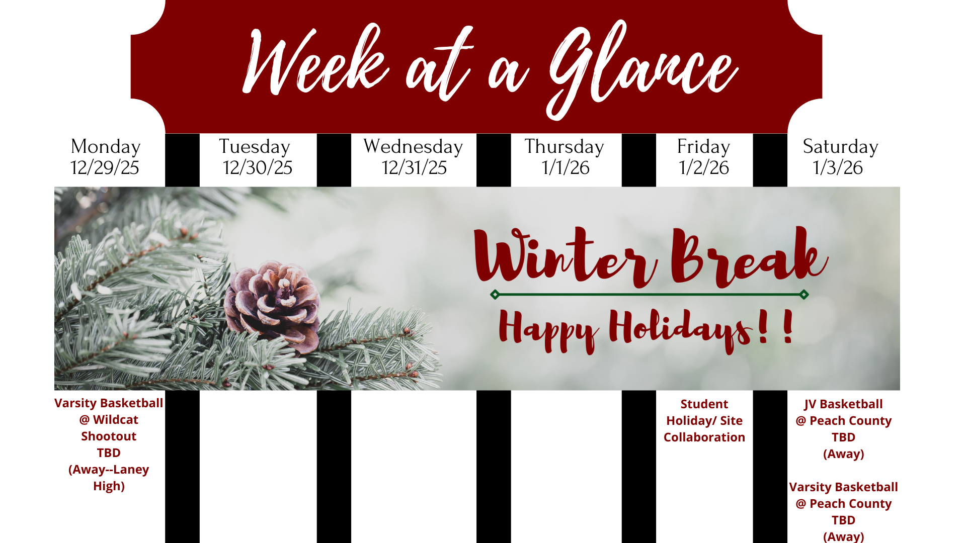 Week at a Glance Dec. 29-Jan. 3