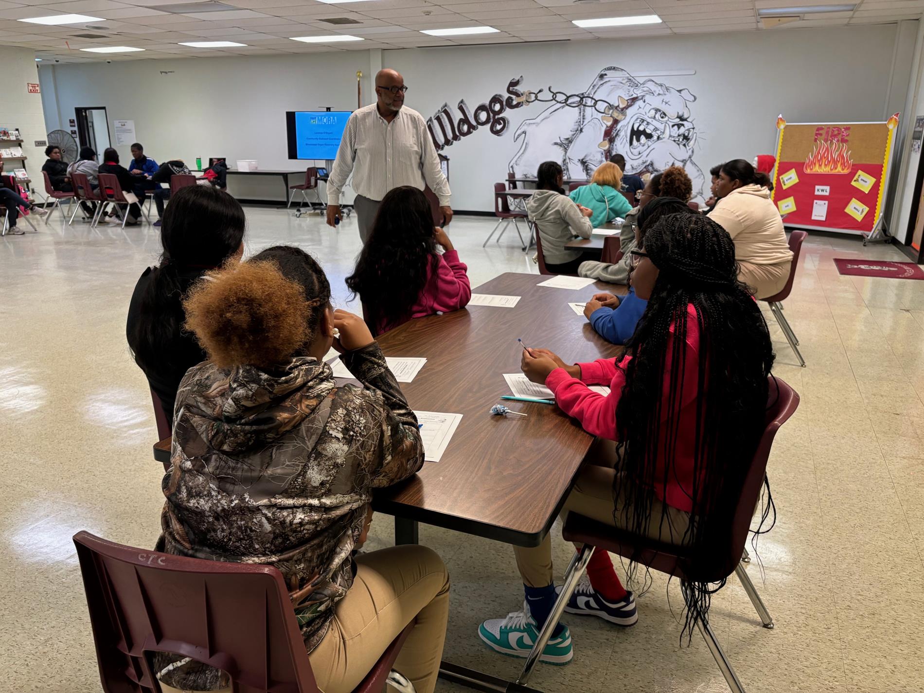 Lorenzo O'Bryant from MORA presented information about organ recovery to students at the CTC.