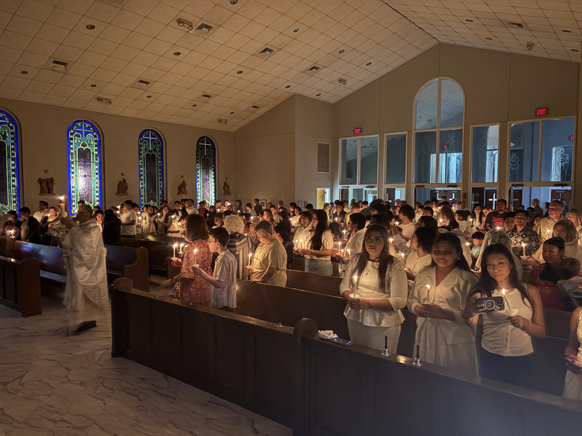 Church illuminated by candlelight