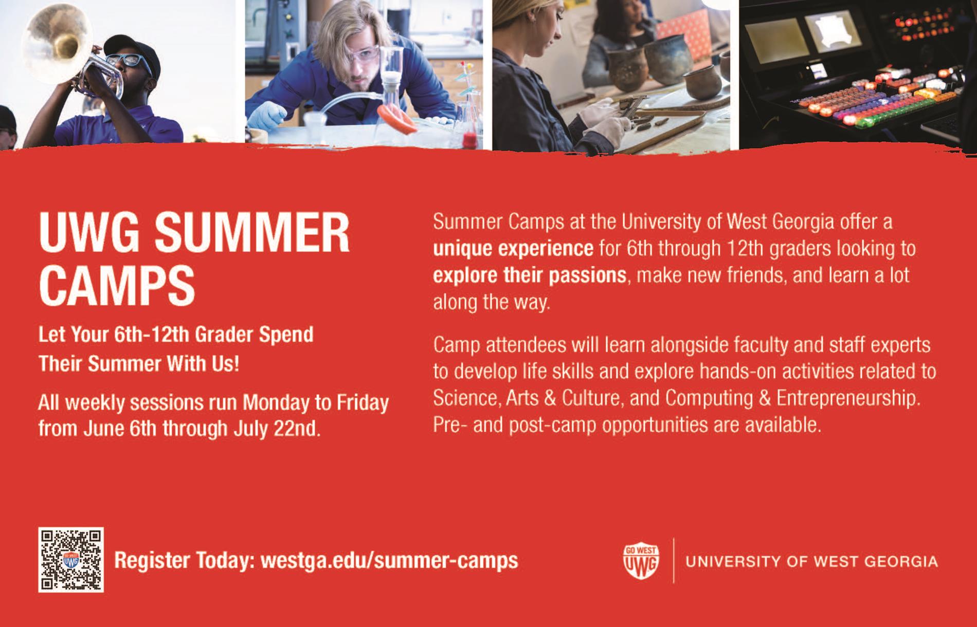 flyer from UWG regarding their summer camps 
